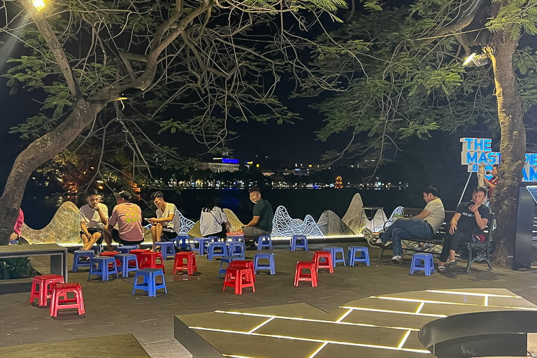 street scene around Hoan Kiem Lake