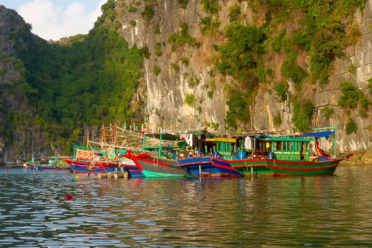 fishing boats in halong bay