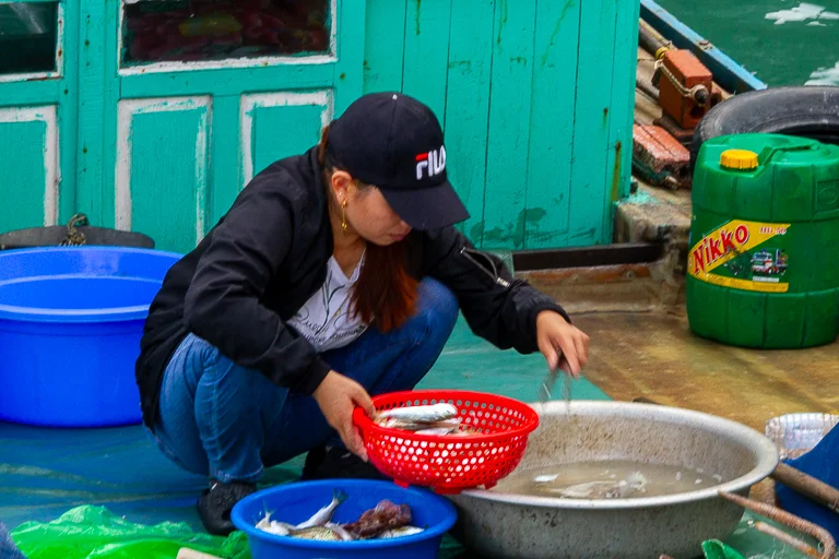 IMG_7923-blog woman selling fish in halong bay