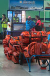 An Everest expedition's gear getting loaded for the flight to Lukla